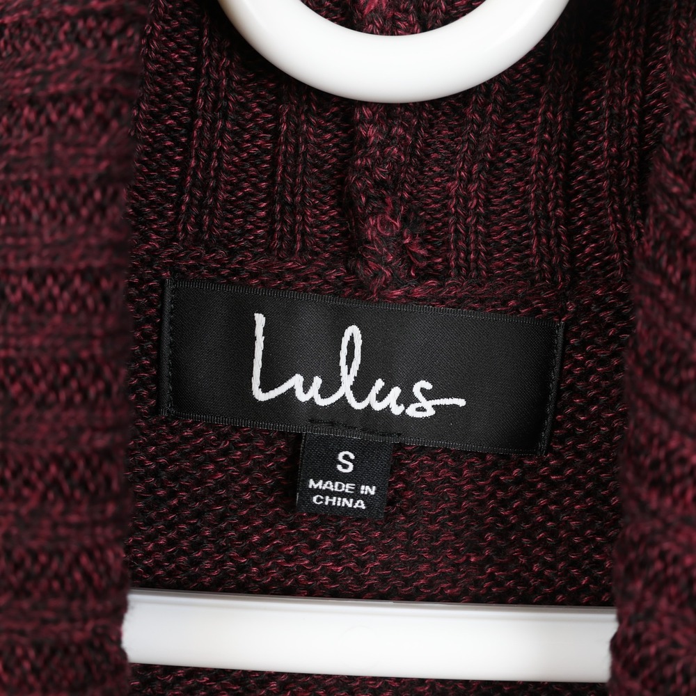 Lulus Sweater Dress Womens Small Burgundy Short Sleeve Turtleneck Knit Maxi New - Picture 4 of 8